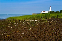 Lynde Point Lighthouse at Low Tide in Connecticut